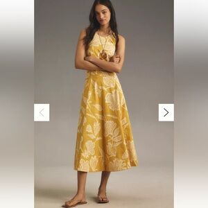 Anthropologie Corset Drop Waist Halter Midi Dress Womens XL